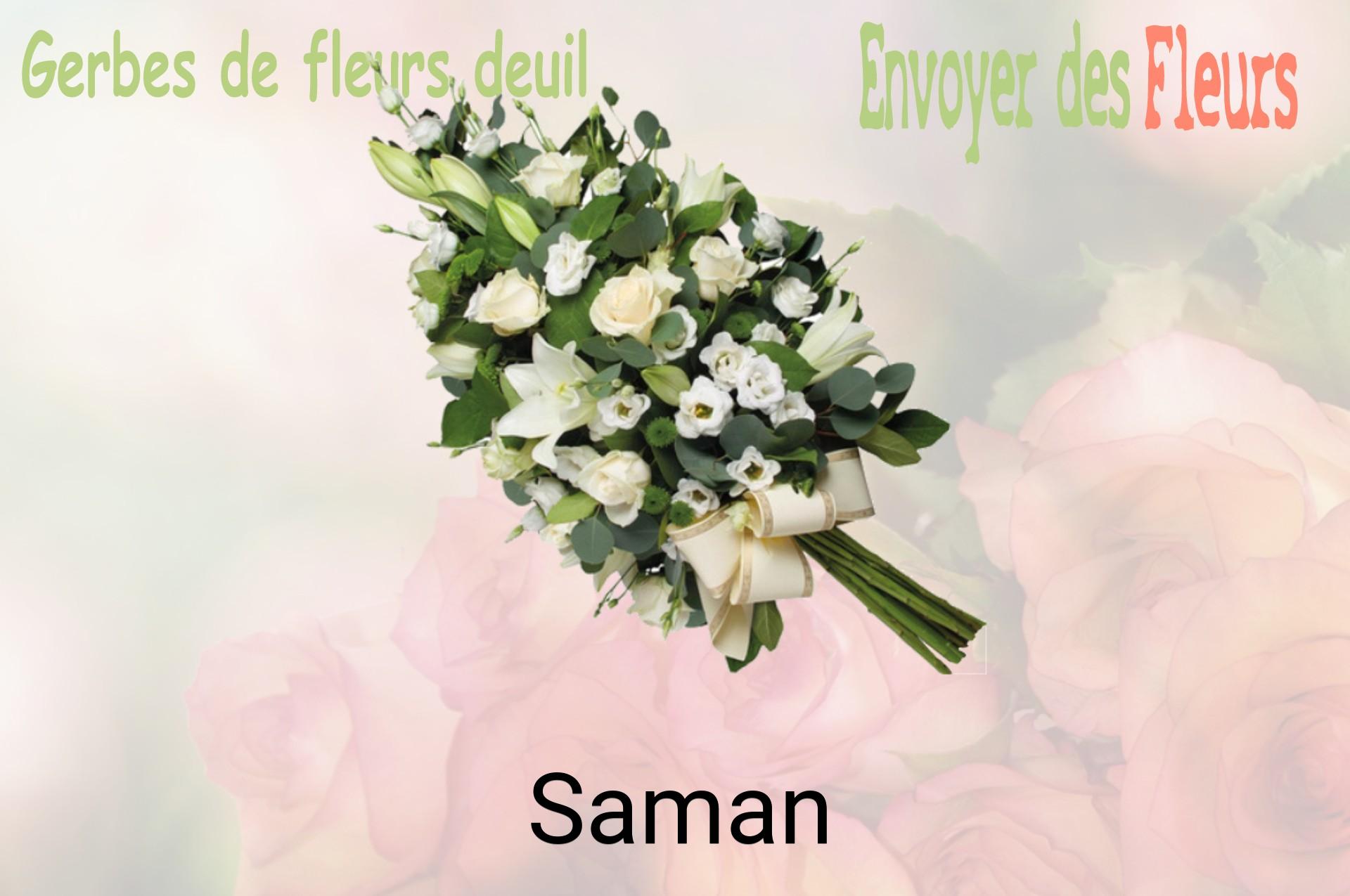 Gerbe de fleurs de deuil livrée à Saman